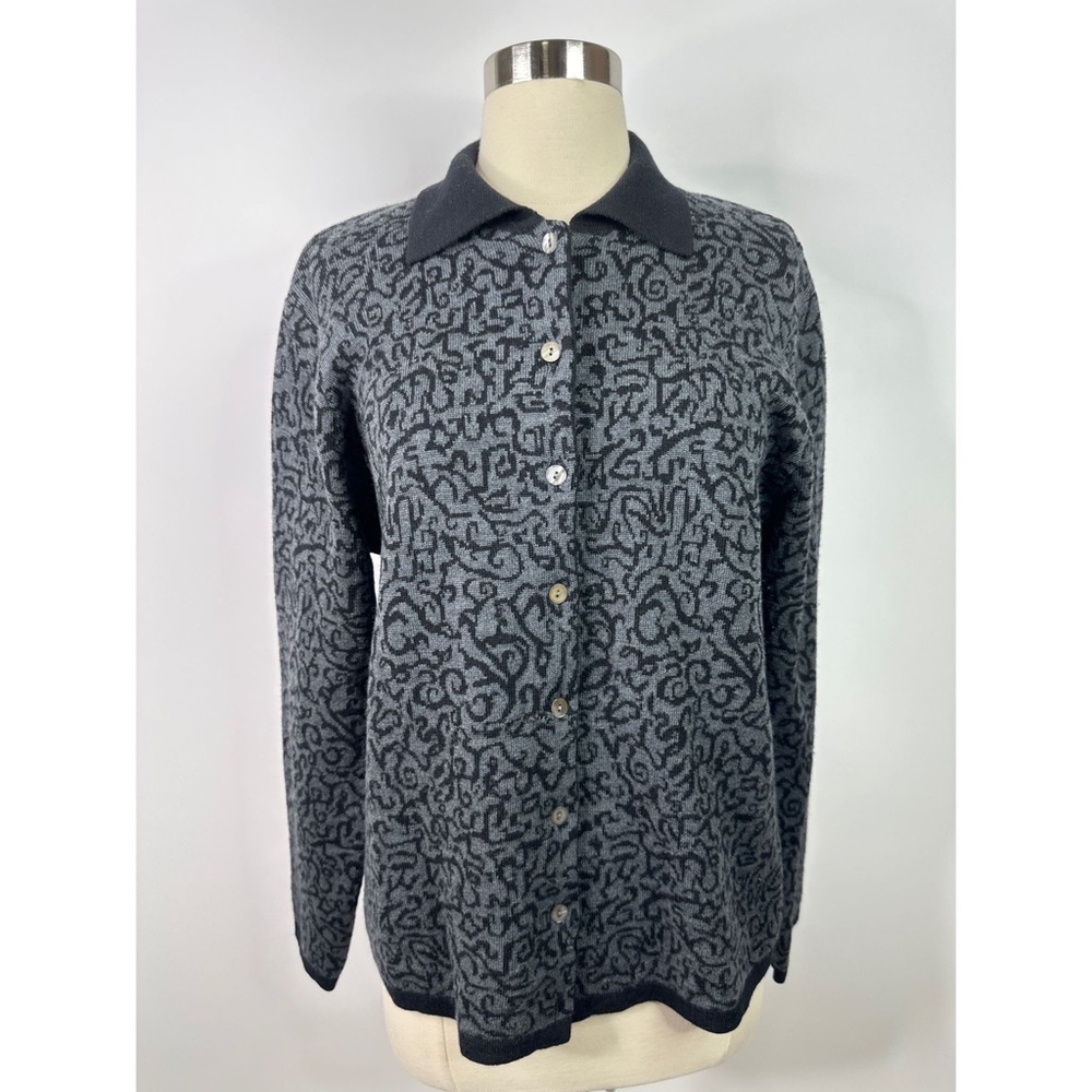 Talbots Pure New Wool Filigree Print Collared Button Down Shirt